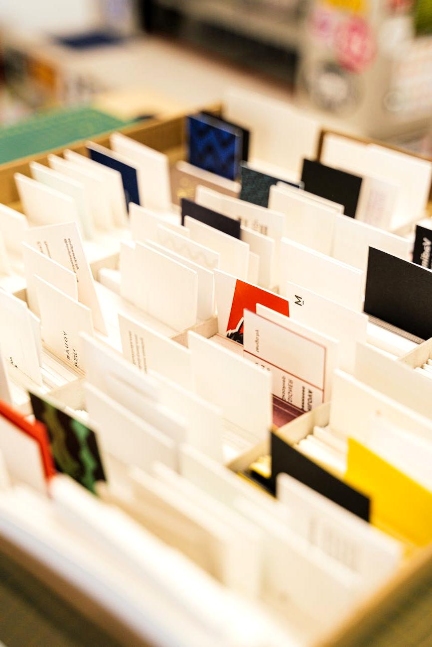 Labeled archival boxes for document storage